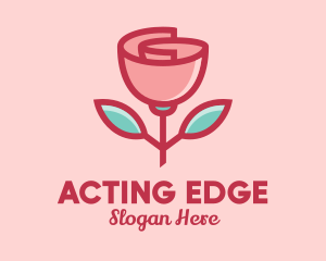 Origami Paper Rose Flower  logo design