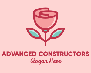 Origami Paper Rose Flower  logo design