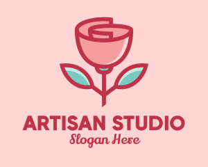 Origami Paper Rose Flower  logo design