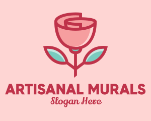 Origami Paper Rose Flower  logo design