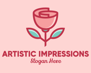 Origami Paper Rose Flower  logo design