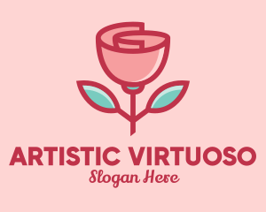 Origami Paper Rose Flower  logo design