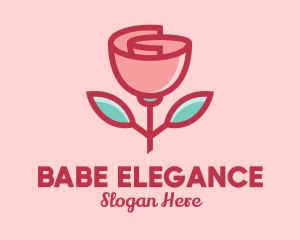 Origami Paper Rose Flower  logo design