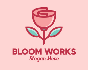 Origami Paper Rose Flower  logo design