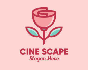 Origami Paper Rose Flower  logo design