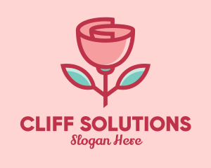 Origami Paper Rose Flower  logo design