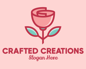 Origami Paper Rose Flower  logo design