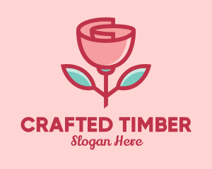 Origami Paper Rose Flower  logo design