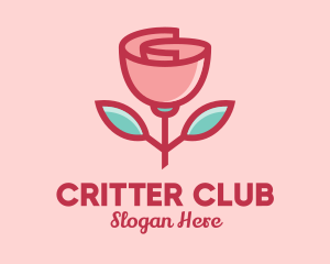 Origami Paper Rose Flower  logo design