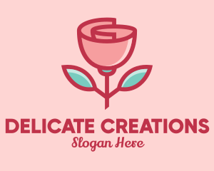 Origami Paper Rose Flower  logo design