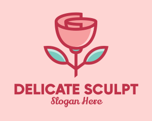 Origami Paper Rose Flower  logo design