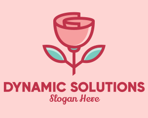 Origami Paper Rose Flower  logo design