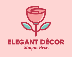 Origami Paper Rose Flower  logo design