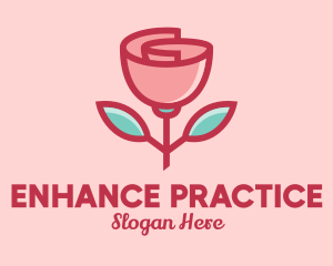 Origami Paper Rose Flower  logo design