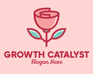 Origami Paper Rose Flower  logo design