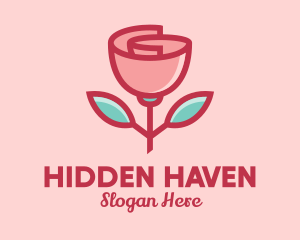 Origami Paper Rose Flower  logo design