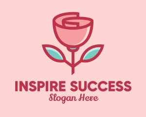 Origami Paper Rose Flower  logo design