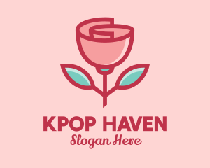 Origami Paper Rose Flower  logo design