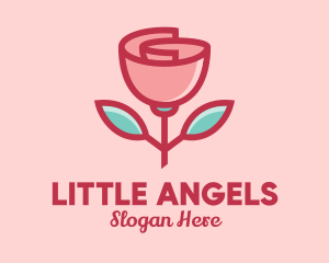 Origami Paper Rose Flower  logo design