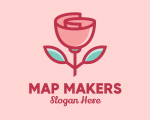 Origami Paper Rose Flower  logo design