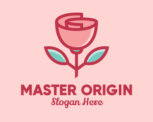 Origami Paper Rose Flower  logo design