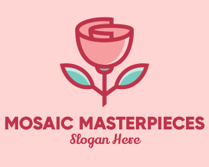 Origami Paper Rose Flower  logo design