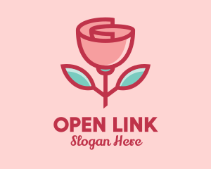 Origami Paper Rose Flower  logo design