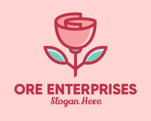 Origami Paper Rose Flower  logo design