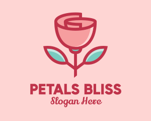 Origami Paper Rose Flower  logo design