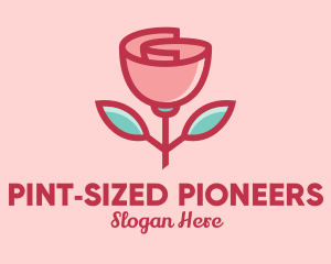 Origami Paper Rose Flower  logo design