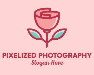 Origami Paper Rose Flower  logo design