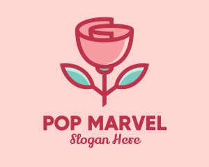 Origami Paper Rose Flower  logo design