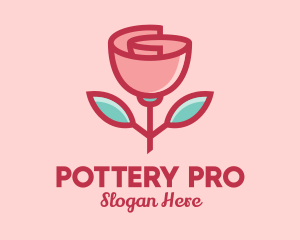 Origami Paper Rose Flower  logo design