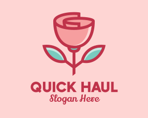 Origami Paper Rose Flower  logo design