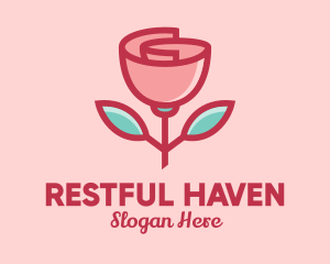 Origami Paper Rose Flower  logo design