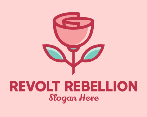 Origami Paper Rose Flower  logo design