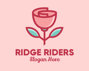 Origami Paper Rose Flower  logo design