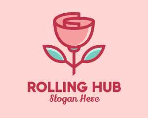 Origami Paper Rose Flower  logo design