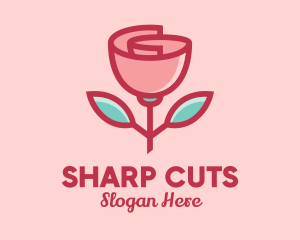 Origami Paper Rose Flower  logo design