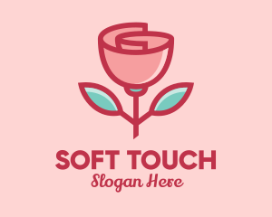 Origami Paper Rose Flower  logo design