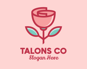 Origami Paper Rose Flower  logo design