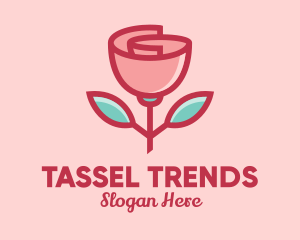 Origami Paper Rose Flower  logo design