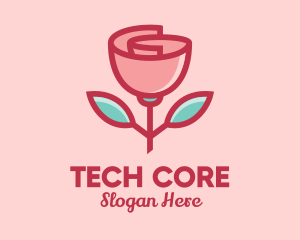 Origami Paper Rose Flower  logo design