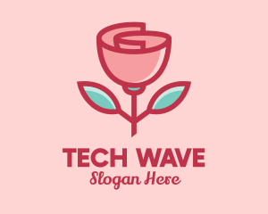 Origami Paper Rose Flower  logo design