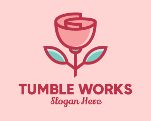 Origami Paper Rose Flower  logo design