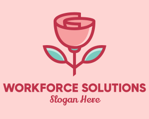 Origami Paper Rose Flower  logo design