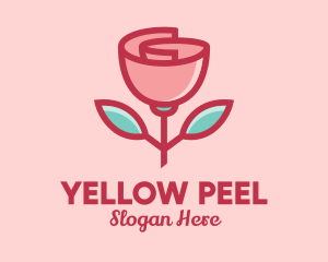 Origami Paper Rose Flower  logo design