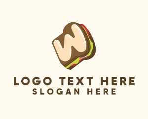 Flatbread - Sandwich Letter W logo design