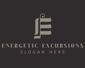 Gothic Calligraphy Letter E logo design