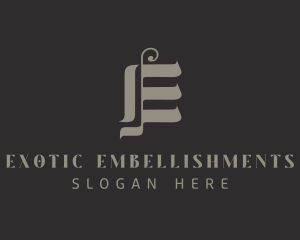 Gothic Calligraphy Letter E logo design